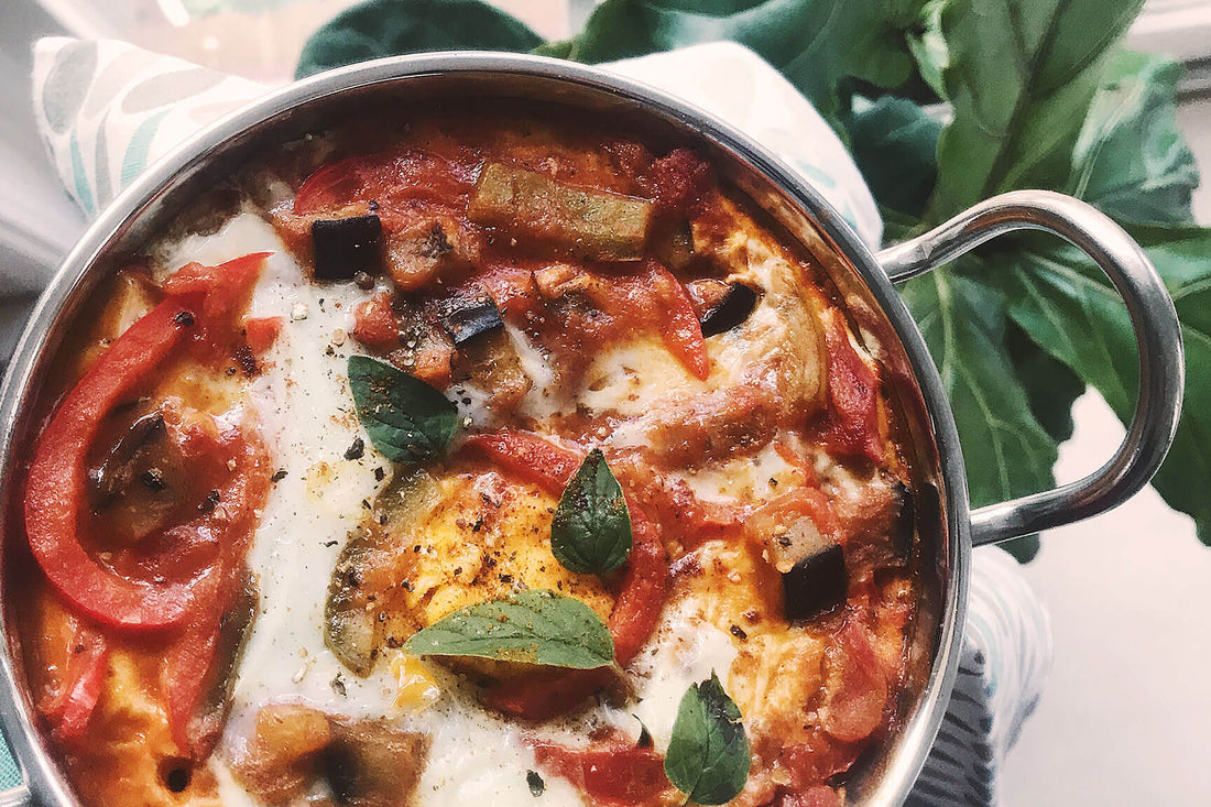 Shakshuka – Eggplant and Capsicum Baked Eggs